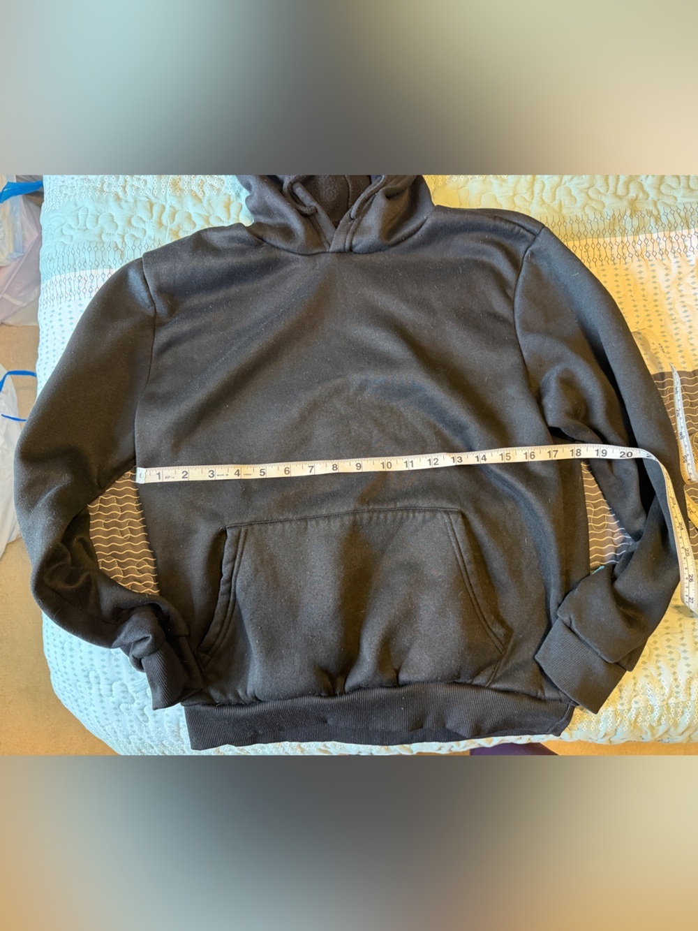 Classic Black Men's Hooded Sweatshirt - Picture 2 of 5